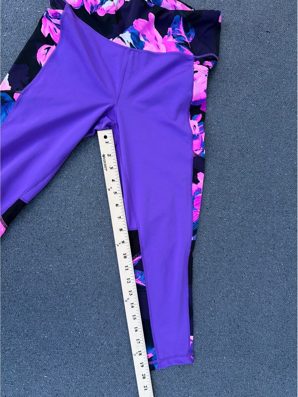 LuLaRoe RISE Collection Women's Purple Floral Activewear Leggings Yoga Pants - Picture 4 of 6